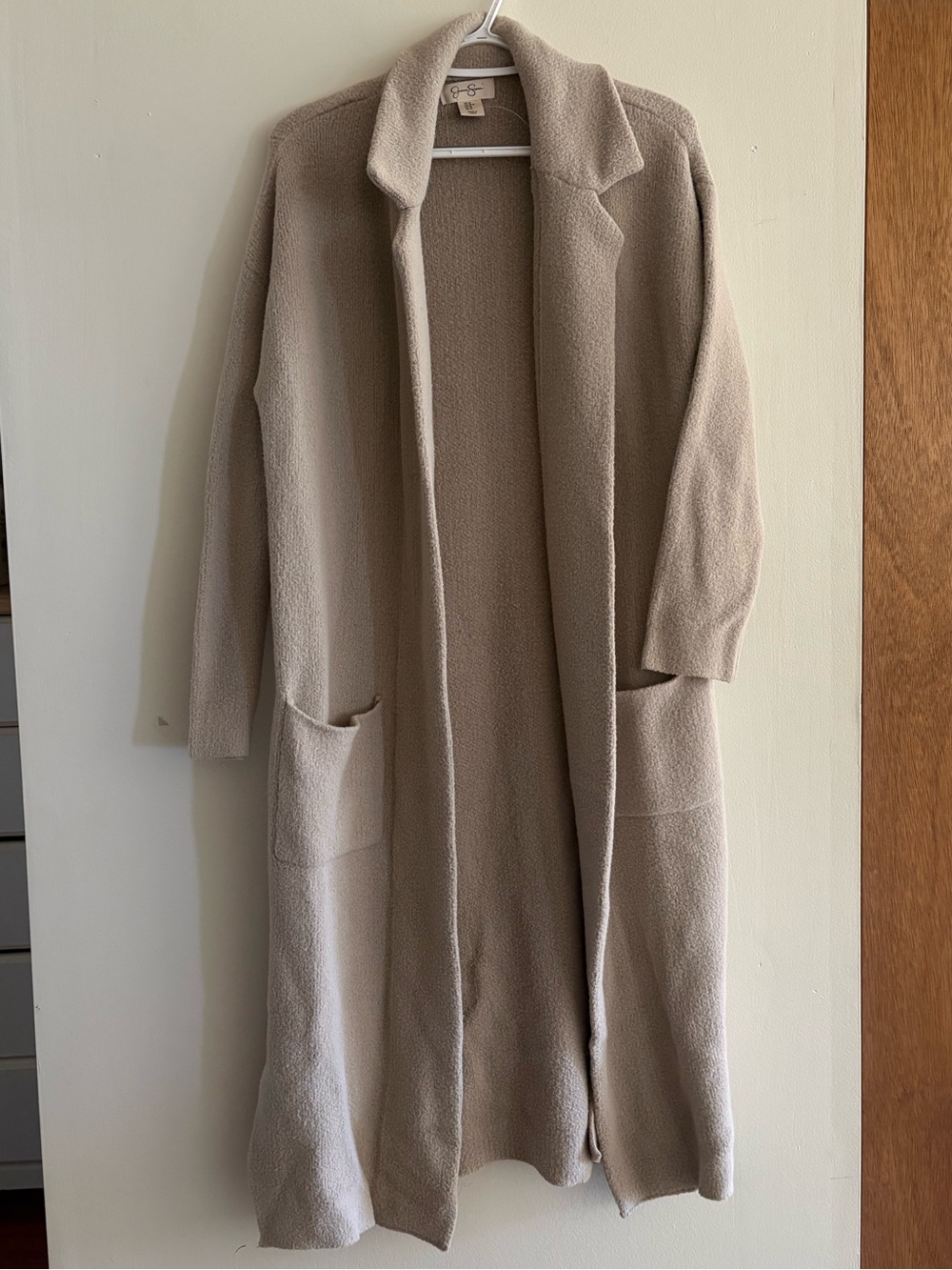 Jessica Simpson Taupe Open-Front Long Cardigan